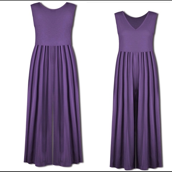 Pants - V Neck Purple Jumpsuit XL - Comfy